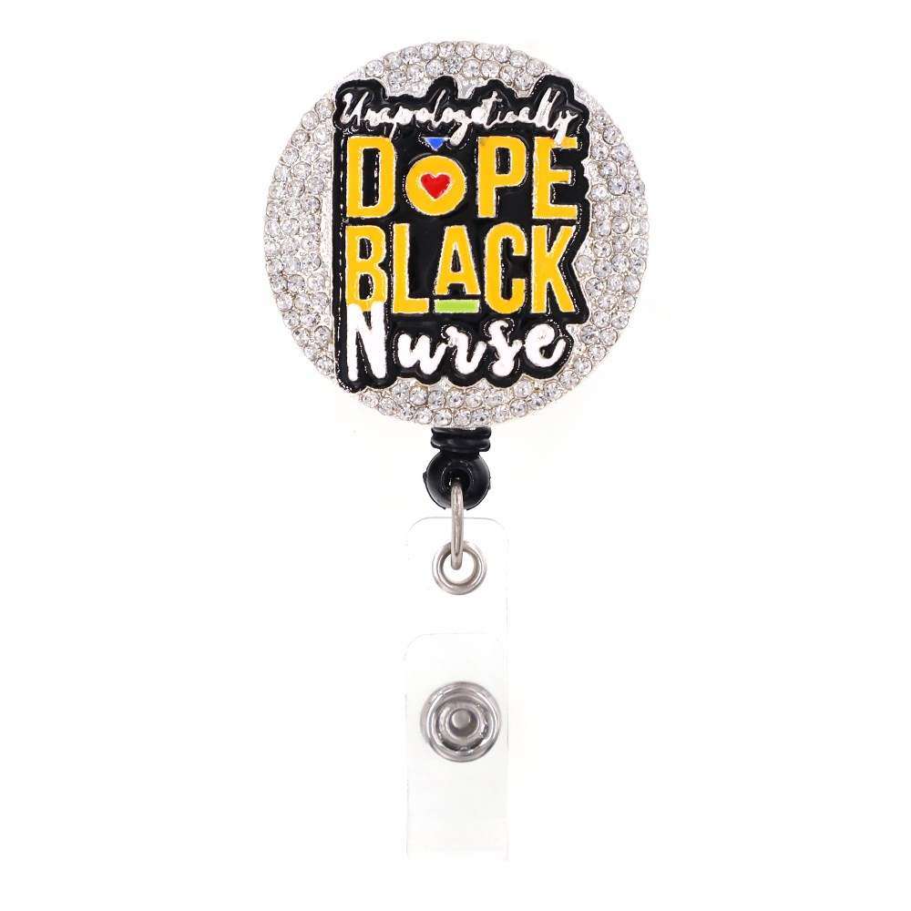 Dope Black Nurse Bling Badge Reel