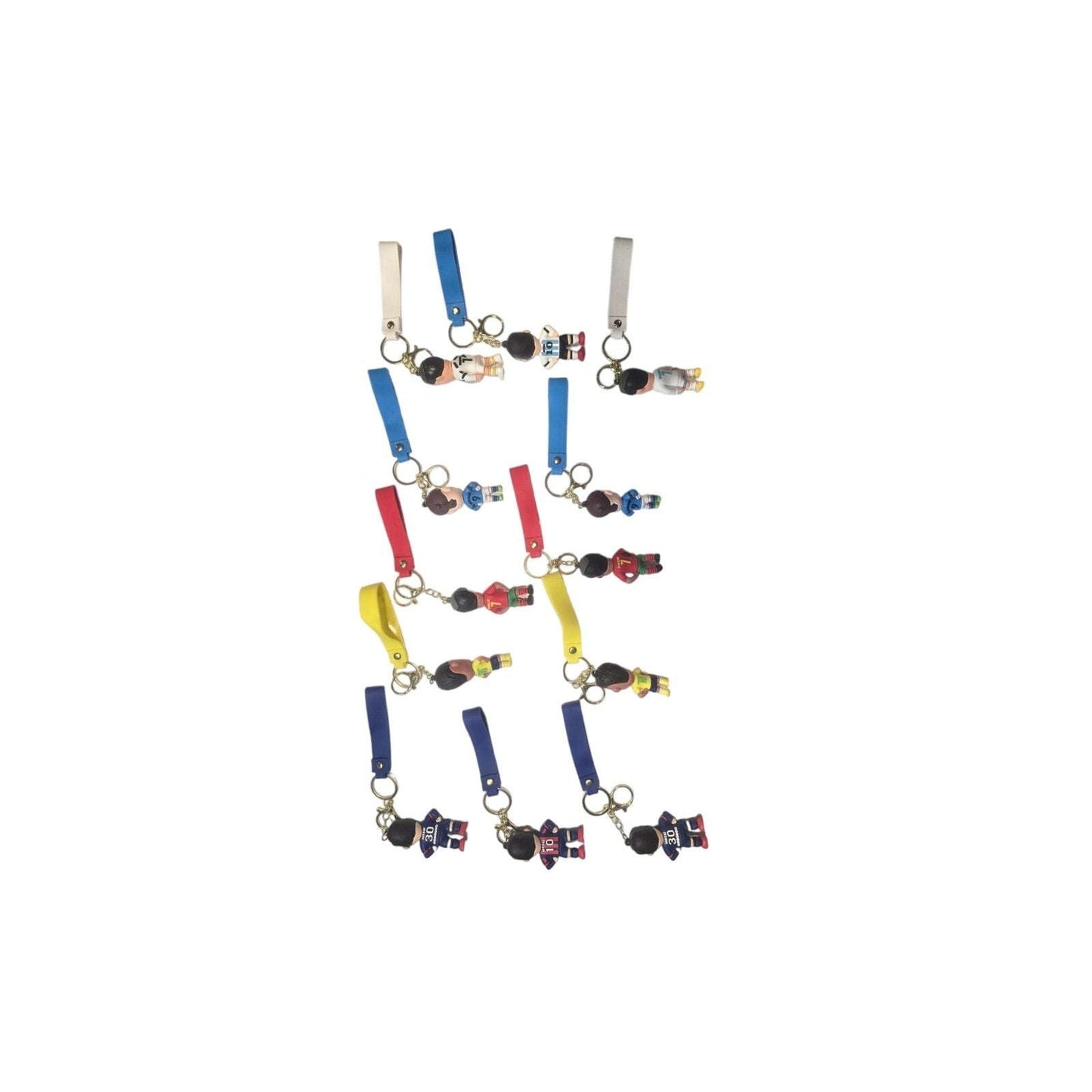 Brazil soccer player keychain with football silicone strap and gold-tone clasp accessory