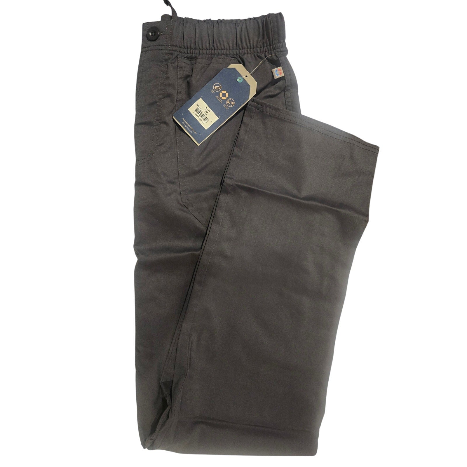 Cherokee Workwear Revolution Tech men's pewter gray scrub pants Small Tall with antimicrobial, stretch fabric and multiple pockets