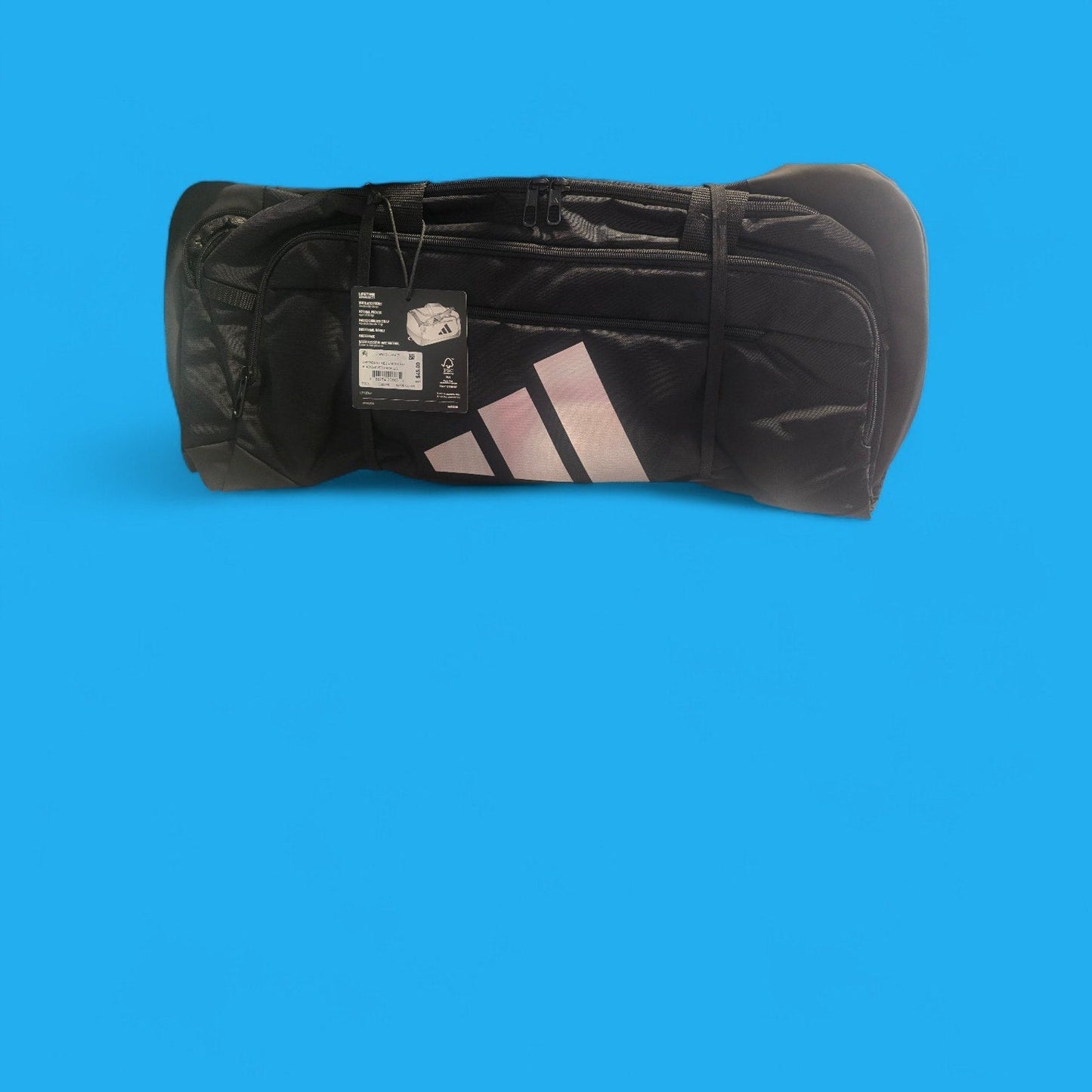 ADIDAS UNISEX DEFENDER black medium duffel gym bag with shoe pocket and adjustable strap new with tags