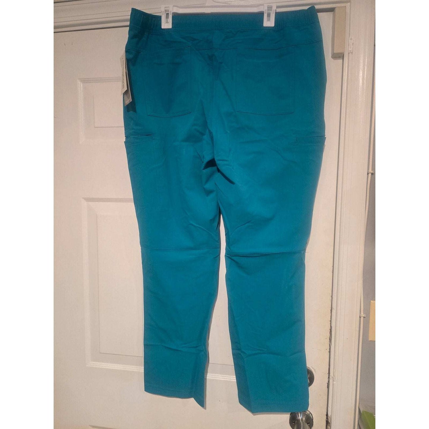 Cherokee Euphoria men's teal blue cargo scrub pants CK205A size L with utility pockets and antimicrobial fabric technology