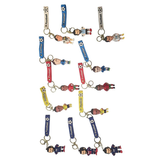 Brazil soccer player keychain with silicone strap and gold-tone clasp accessory