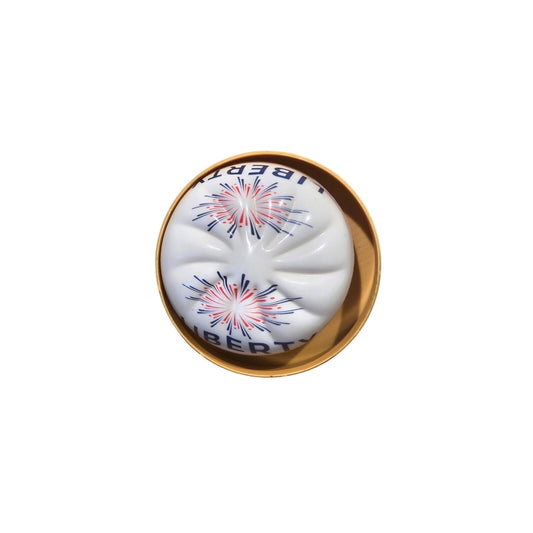Patriotic squishy toy in red white blue USA design for July 4th and patriotic events