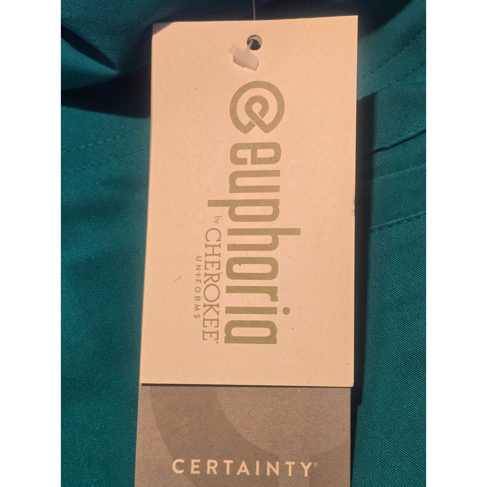 Cherokee Euphoria men's teal blue cargo scrub pants CK205A size L with utility pockets and antimicrobial fabric