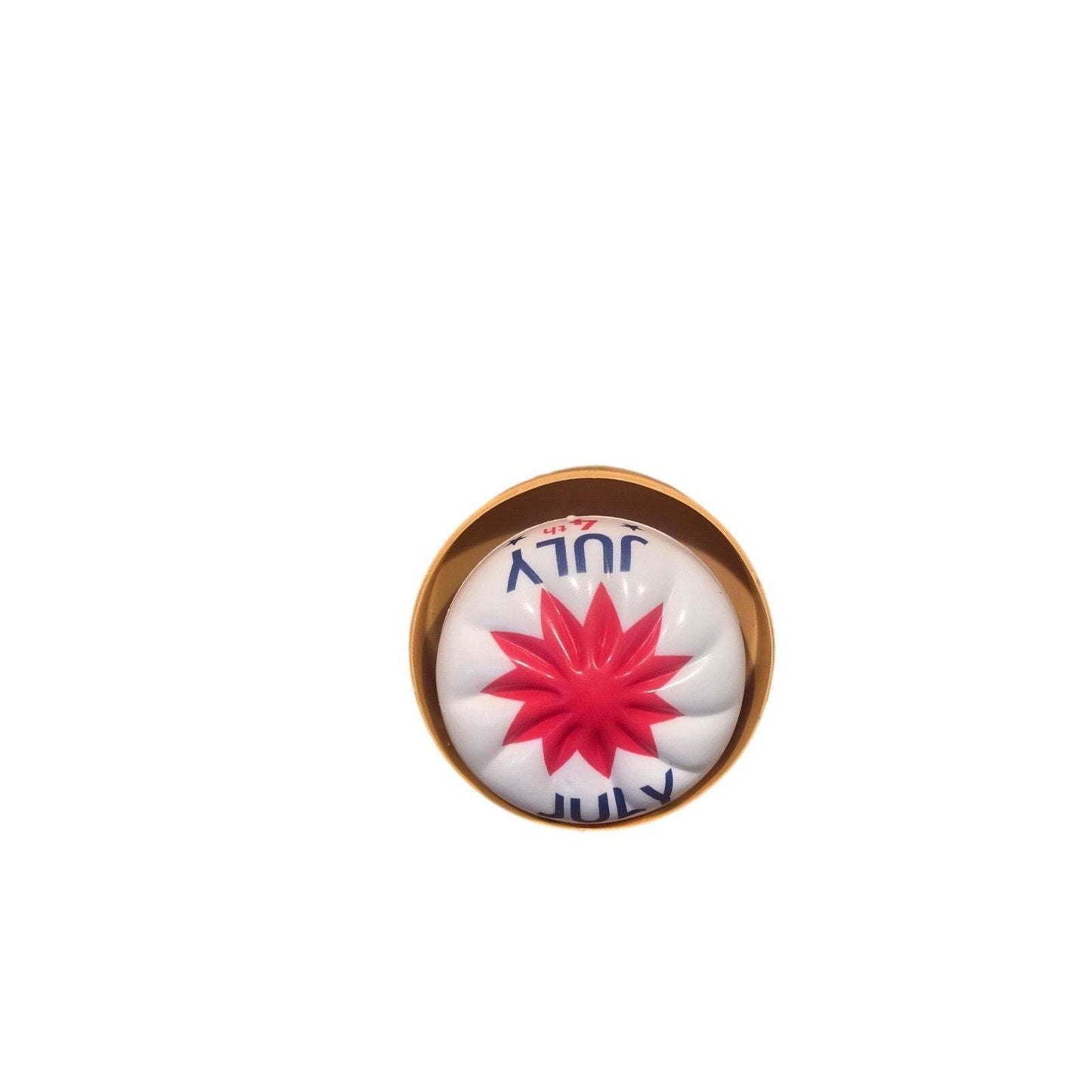 Patriotic squishy toy in red white and blue with USA design for Independence Day celebration