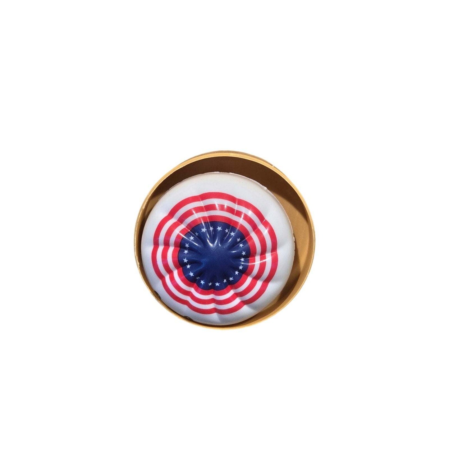 Patriotic squishy toy in red white and blue USA design for Independence Day celebrations
