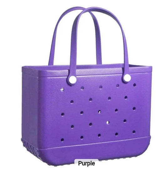 Purple EVA utility tote bag with ventilated design, durable waterproof material, and sturdy handles for everyday use.